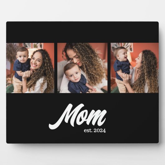 Mom Established Script Black Photo Fotoplatte (Vorderseite)