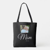 Mom Established Script Black Photo Gift Tasche (Rückseite)