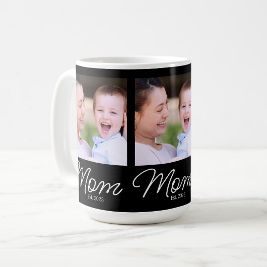 Mom Established Script Black Photo Kaffeetasse (Vorderseite Links)