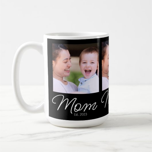 Mom Established Script Black Photo Kaffeetasse (Links)