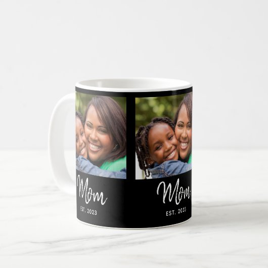 Mom Established Script Black Photo Kaffeetasse (Vorderseite Links)