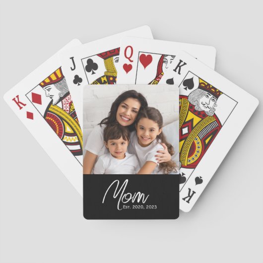 Mom Established Script Black Photo Poker Cards Spielkarten (Rückseite)