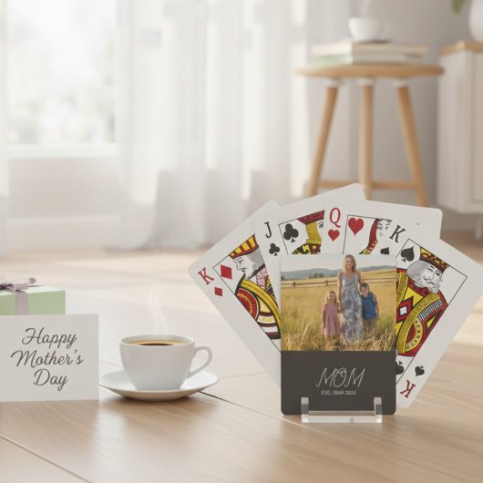 Mom Established Script Black Photo Poker Cards Spielkarten