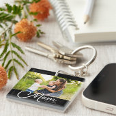 Mom Established Script Black Photo Schlüsselanhänger (Vorderseite rechts)