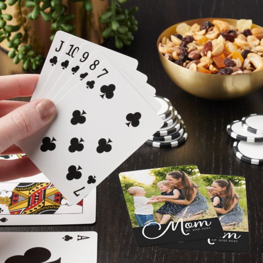 Mom Established Script Black Photo Spielkarten (In Situ)