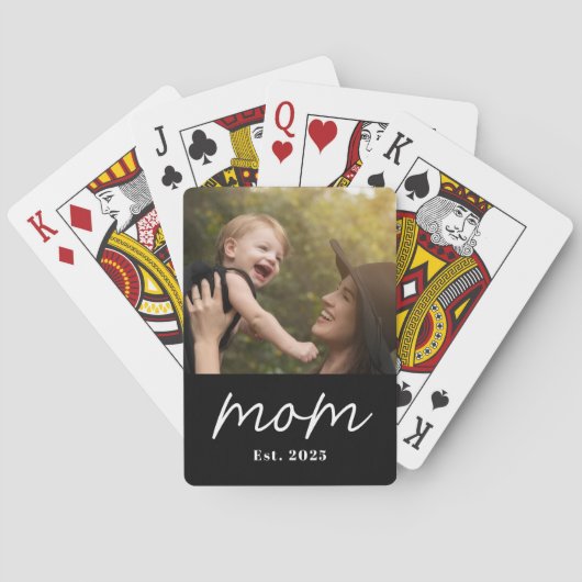 Mom Established Script Black Photo Spielkarten (Rückseite)