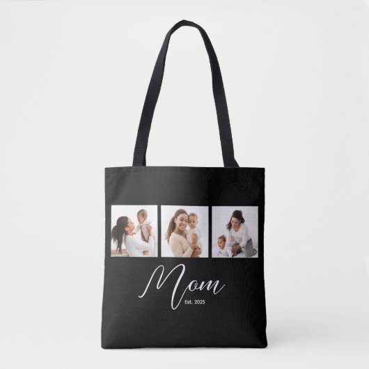 Mom Established Script Black Photo Tasche (Vorderseite)