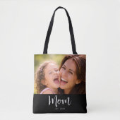 Mom Established Script Black Photo Tasche (Vorderseite)