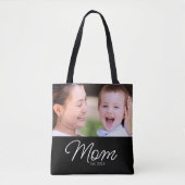 Mom Established Script Black Photo Tasche (Vorderseite)