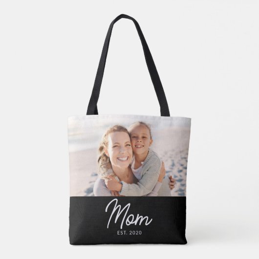 Mom Established Script Black Photo  Tasche (Rückseite)