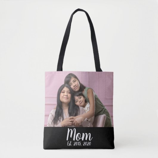 Mom Established Script Black Photo Tasche (Vorderseite)
