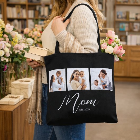 Mom Established Script Black Photo Tasche