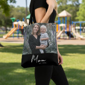 Mom Established Script Black Photo Tasche