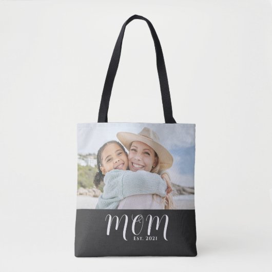 Mom Established Script Black Photo Tasche (Vorderseite)