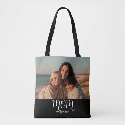 Mom Established Script Black Photo Tasche (Vorderseite)