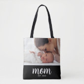 Mom Established Script Black Photo Tasche (Vorderseite)