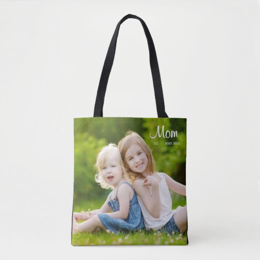 Mom Established Script Black Photo Tasche (Vorderseite)