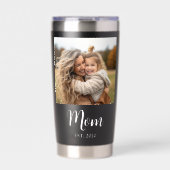 Mom Established Script Black Photo Thermobecher (Vorderseite)