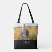 Mom Established Script Black Photo Tote Bag Tasche (Rückseite)