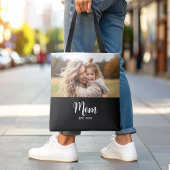 Mom Established Script Black Photo Tote Bag Tasche