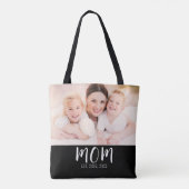 Mom Established Script Black Photo Tote Bag Tasche (Rückseite)