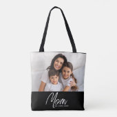 Mom Established Script Black Photo Tote Bag Tasche (Rückseite)