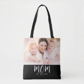 Mom Established Script Black Photo Tote Bag Tasche (Vorderseite)