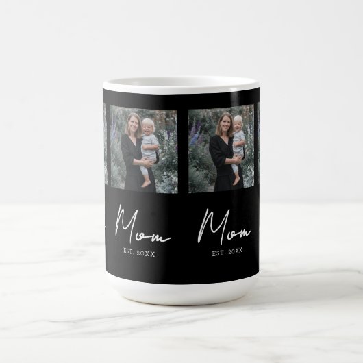 Mom Established Script Black Repeat Photo Kaffeetasse (Mittel)