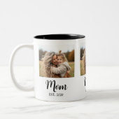 Mom Established Script Photo Zweifarbige Tasse (Links)