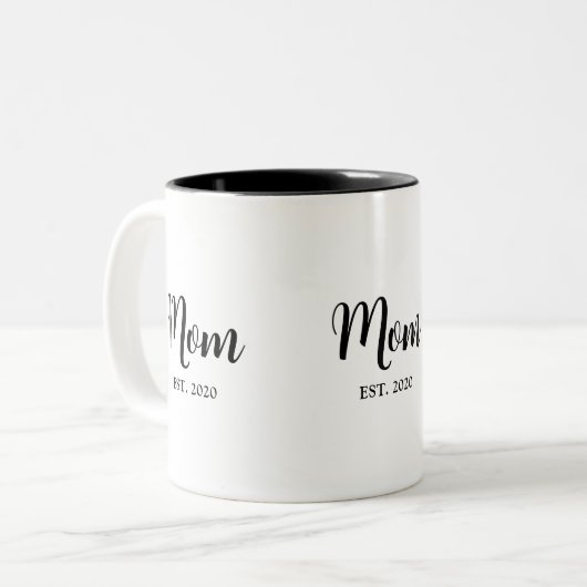 Mom Established Script Text Mom Gift Zweifarbige Tasse (Vorderseite Links)