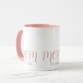 Mom Established Sweet Pink Script New Mom Gift  Tasse (Vorderseite Links)