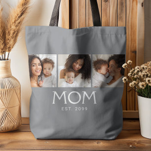 Mom Established Typography Grau 3 Foto Tasche