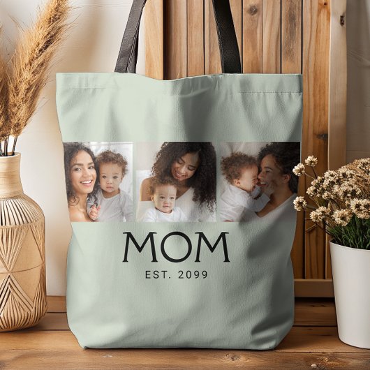 Mom Established Typography Salbeigrün 3 Foto Tasche