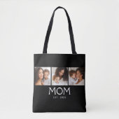 Mom Established Typography Schwarz 3 Foto Tasche (Vorderseite)