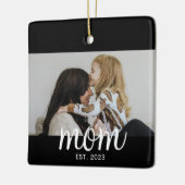 Mom Established White Script Photo Keramikornament (Links)