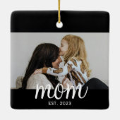 Mom Established White Script Photo Keramikornament (Rückseite)