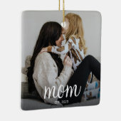 Mom Established White Script Photo Keramikornament (Rechts)
