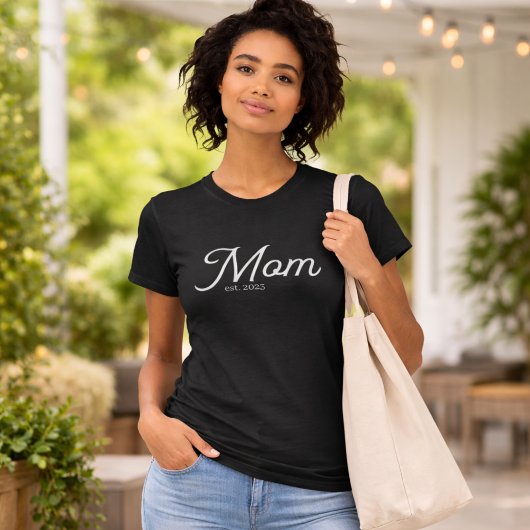 Mom Established White Script T-Shirt