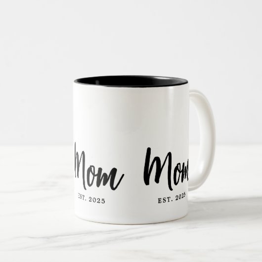 Mom Established Year New Mother Gift Zweifarbige Tasse (VorderseiteRechts)