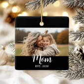 Mom Established Year Script Text Black Photo Keramikornament