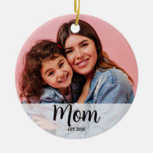 Mom Etabliert Schwarz Weiß Schrift Foto Keramik Ornament