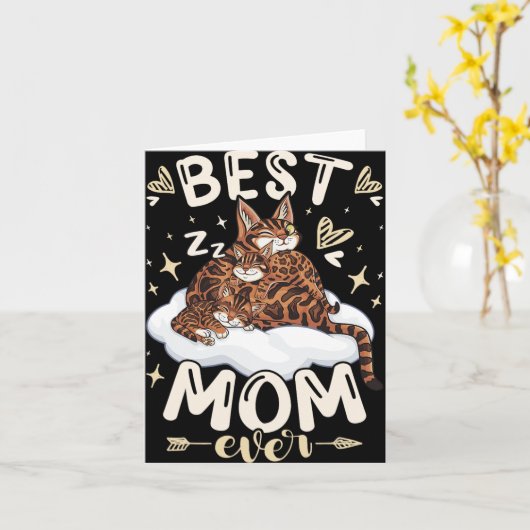 Mom Ever, Bengal Cat 2 Kittens, Mother's Day, Moth Karte (Gelbe Blume)