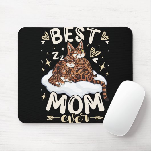 Mom Ever, Bengal Cat 2 Kittens, Mother's Day, Moth Mousepad (Mit Mouse)