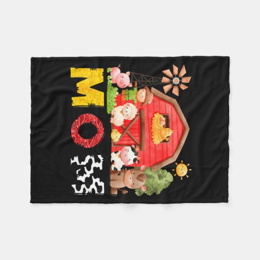 Mom Farm Cow Birthday Boy Matching Family Matching Fleecedecke (Vorderseite (Horizontal))
