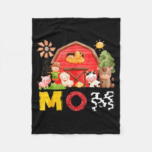 Mom Farm Cow Birthday Boy Matching Family Matching Fleecedecke (Vorderseite)
