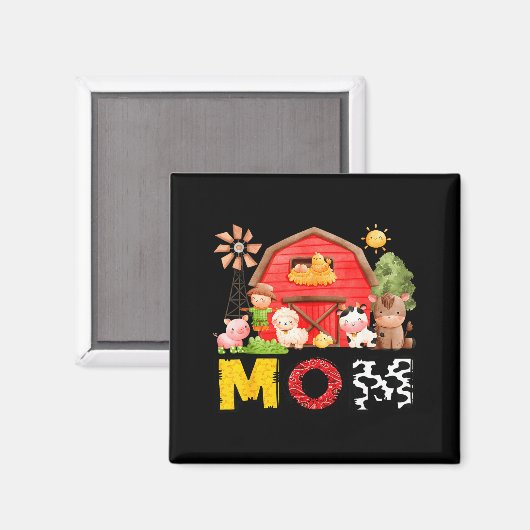 Mom Farm Cow Birthday Boy Matching Family Matching Magnet (Vorderseite/Rückseite)