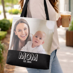 Mom Foto Minimale Typografie Gründungsjahr Tasche