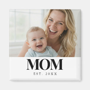 MOM Gegründet Schwarz-Typografie-Foto-Geschenk Magnet