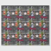 "Mom" Gray Plaid Snowman Christmas Wrapping Paper Geschenkpapier (Flach)