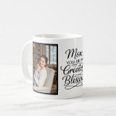 Mom Greatest Blessing Heartfelt Photo Minimalist Kaffeetasse (Vorderseite Links)